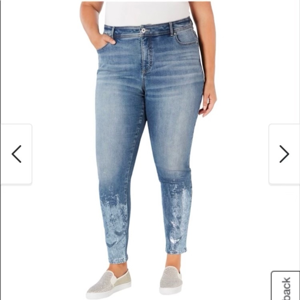 I-N-C Womens Foil Hem Skinny Fit Jeans - 20W